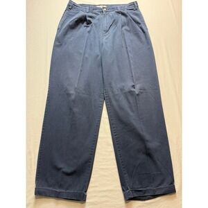Old Navy Khakis Mens 38x32 Navy Blue Pleated Cuffed Cotton Chino Pants Vintage